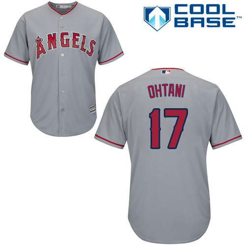 Angels #17 Shohei Ohtani Grey Cool Base Stitched Youth MLB Jersey - Click Image to Close